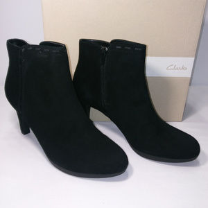 Clarks Adriel Sadie Black Suede Ankle Boots NIB